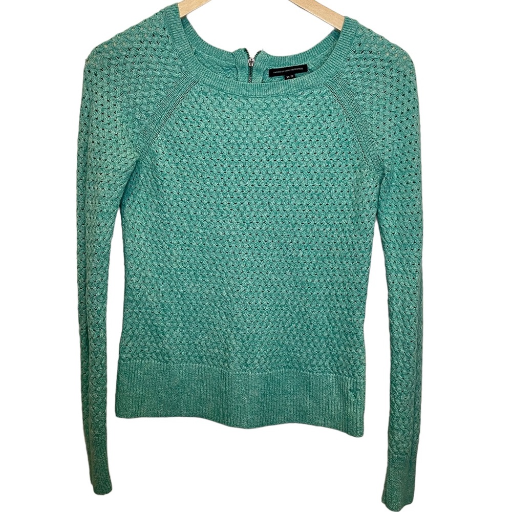 American Eagle Knit Seafoam Green Zipper Sweater XS